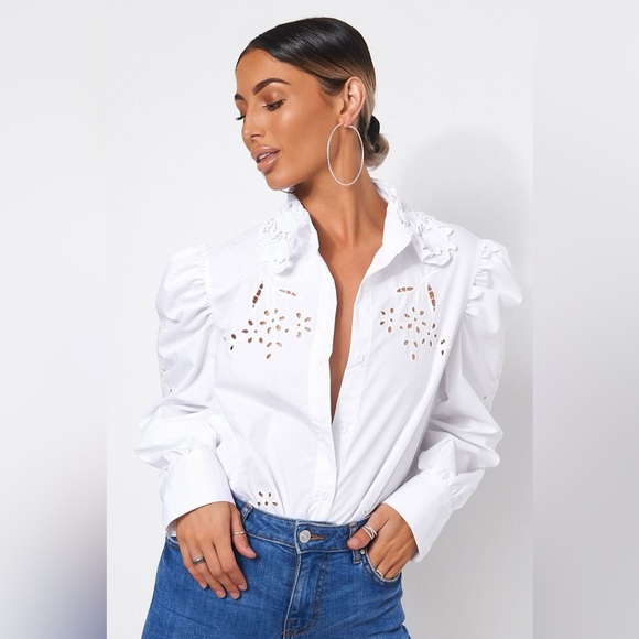 ZARA POPLIN SHIRT WITH EYELET EMBROIDERY SIZE M - Picture 7 of 14